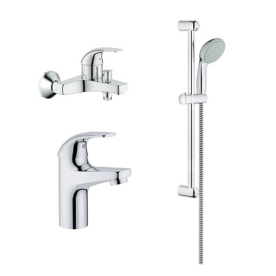 Комплект для ванны 3в1 GROHE BAU CURVE 122251 (смес. д/рак. 23165000, смес.  д/ван 32806000, 27853000)