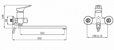 Смеситель для ванны РМС SL120-006E