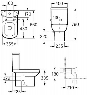 Чаша унитаза Roca Dama Senso напольная 7342517000