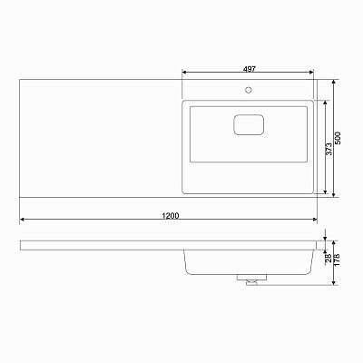Раковина из литьевого мрамора на стиральную машину правая MIRSANT Fly-2 120  УТ000073312