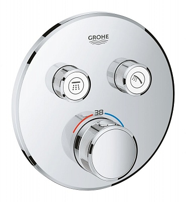 Термостат для ванны/душа Grohe Grohtherm SmartControl, комплект верхней монтажной части для Rapido SmartBox, круглая розетка, 2 кнопки управления