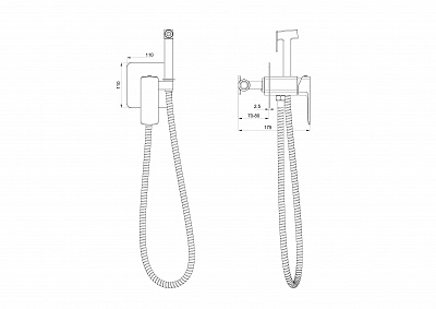 Смеситель с гигиеническим душем встраиваемый Wonzon & Woghand EDGE, Хром WW-88829003-CR