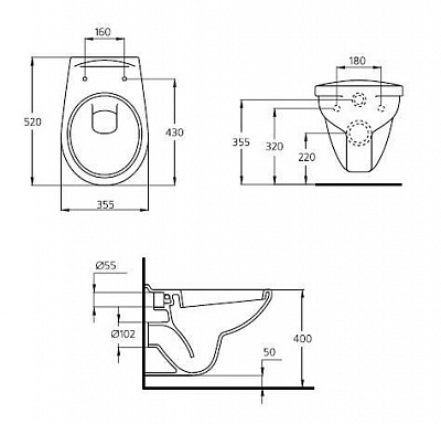 Ideal Standard Ecco унитаз подвесной (W740601)+(стульчак дюропласт W302601)