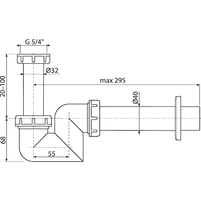 Сифон для умывальника и биде AlcaPlast A45F-DN40