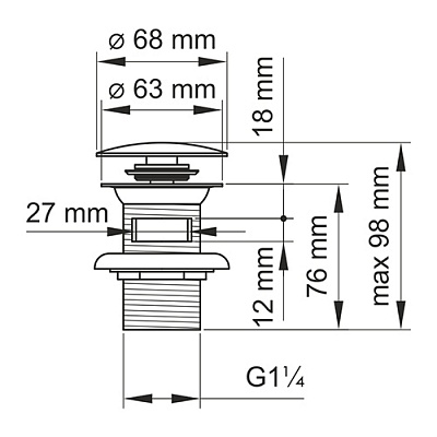 Донный клапан Push-up WasserKRAFT А046