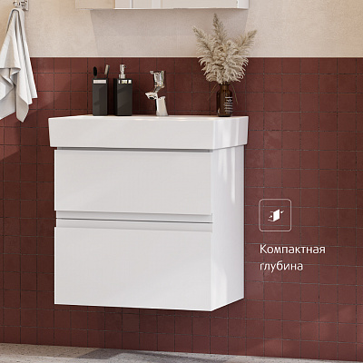 Тумба под раковину Roca Oleta 50 белый глянец, 2 ящика, A857638806