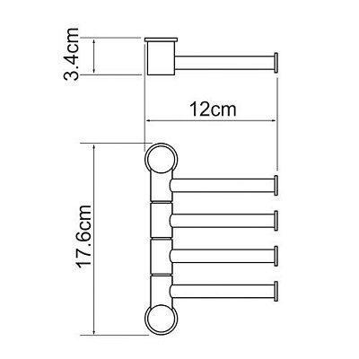 Держатель полотенец 4-е рога, короткие WasserKRAFT K-1054