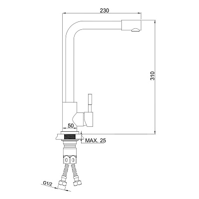 Смеситель для кухни РМС SUS124-017F-3 Нержавеющая сталь