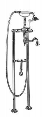 Напольный смеситель для ванны с поворотным изливом и  ручным душем, с кронштейном для слива-перелива CEZARES MARGOT-VDPS2 MARGOT-VDPS2-01-Bi