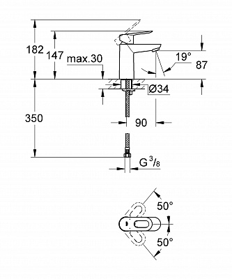 Смеситель для умывальника GROHE BAULOOP 23337000