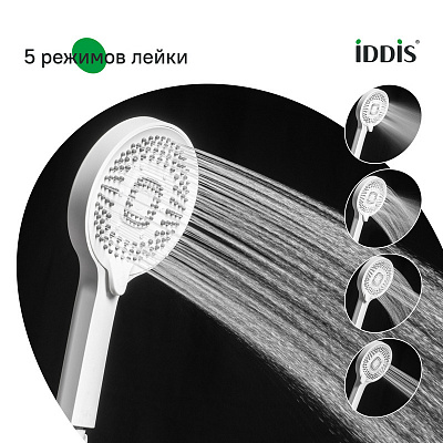 Душевая система с термостатом Iddis Одда (Odda) ODDWTTHi06 белый матовый, 5 режимов
