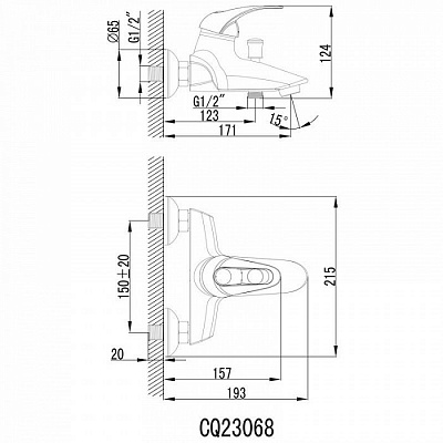 Смеситель для ванной Iddis Carlow CQ23068CK