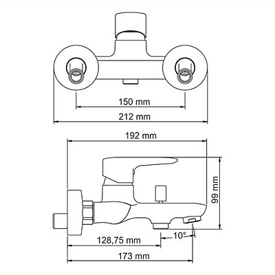 Смеситель для ванны с коротким изливом WasserKRAFT Vils 5601