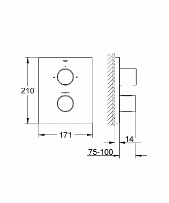 Смеситель для ванной GROHE GROHTHERM F 27618000 термостат, без механизма