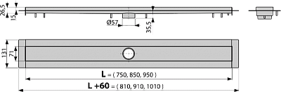 Водоотводящий желоб AlcaPlast APZ13-750