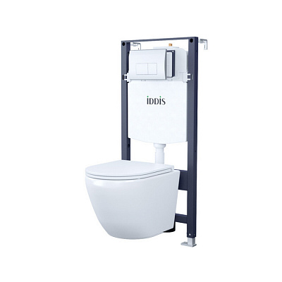 Подвесной унитаз с инсталляцией и клавишей смыва хром, Basic, IDDIS, BASBQ01i73