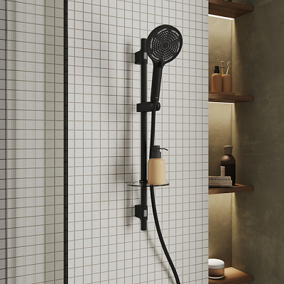 Душевой гарнитур со штангой, черный матовый, Ideal Spa, Milardo, ILS3B70M16