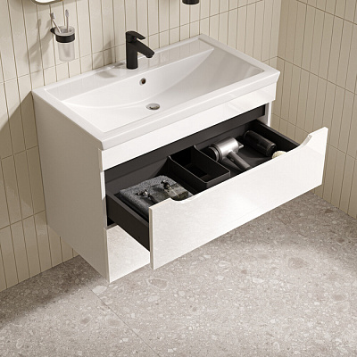 Тумба с умывальником, подвесная, 80 см, белый, Iddis Ray, RAY80W0i95K подходит умыв. 4078000i28