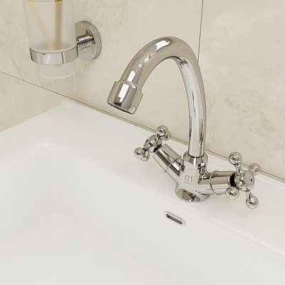 Смеситель для умывальника Milardo Duplex DUPSB00M01 вентильный