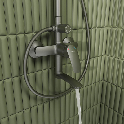 Душевая система с тропическим душем графит Milardo Rora RORGM4FM06