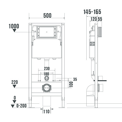 Инсталляция 3в1 для подвесных унитазов Monterey H508A , клавиша хром, шумоизоляционная плита