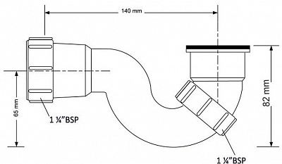 Сифон трубный P-образный (1 1/4"х32мм) без выпуска McAlpine MRB6-32
