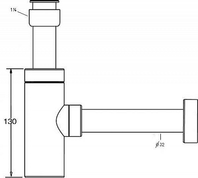 Нижняя часть сифона с трубкой 1 1/4 CA32MINI-CB на 32 мм