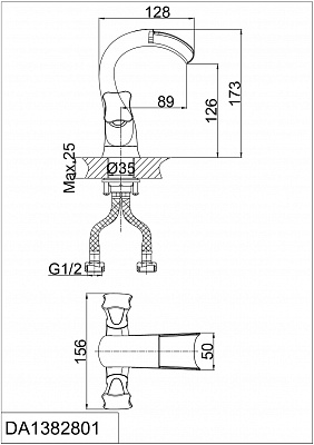 Смеситель для раковины d&k hessen.Grimm Da1382801 каскад хром