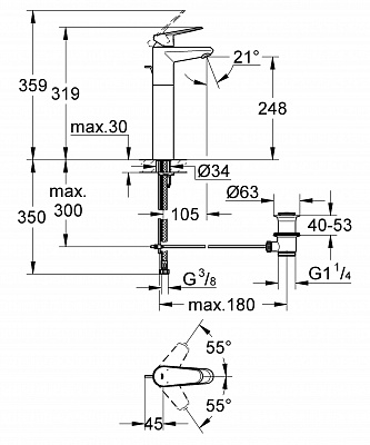 Смеситель Grohe Eurodisc Cosmopolitan 23055002 для раковины