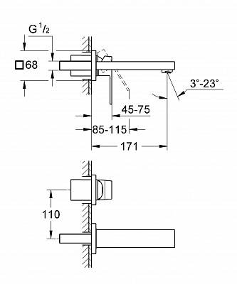 Смеситель для умывальника GROHE EUROCUBE 19895000