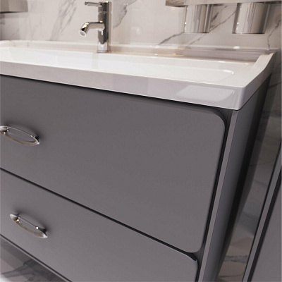 Подвесная серая матовая MIRSANT Viva 80 тумба УТ000084561 (под раковину Conte 80) (рак. 264502 в комплект не входит)