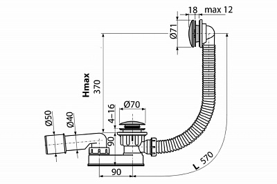 Слив-перелив для ванны VAGNERPLAST VPWAS0012-61 click-clak металл