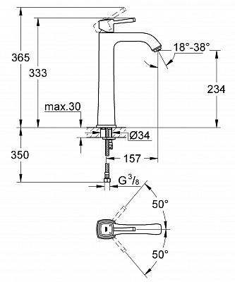 Смеситель для раковины GROHE GRANDERA 23313IG0 для свободностоящих раковин