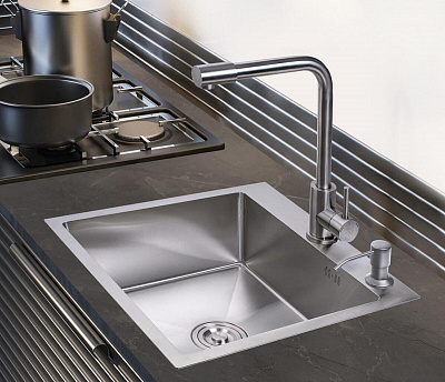 Мойка кухонная РМС MR-5050 набор с корзиной раздвижной и дозатором