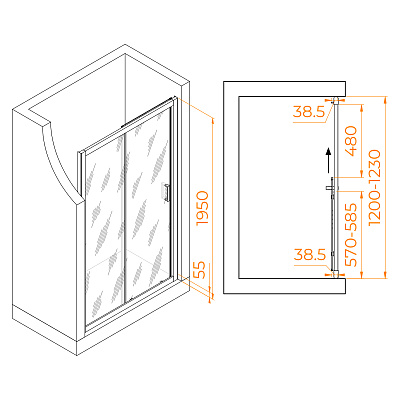Душевая дверь 120х195 RGW PA-016B