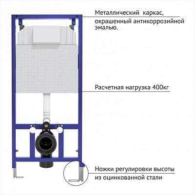 Инсталляция для скрытого монтажа унитаза Berges Novum кнопка D3 хром глянец 040233