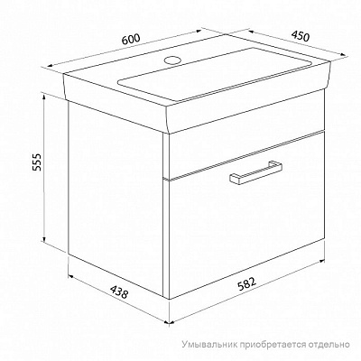 Тумба без раковины Iddis Mirro 60 MIR60W0i95