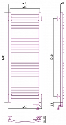 Полотенцесушитель электрический Сунержа Аркус 2.0 1200x400 МЭМ правый