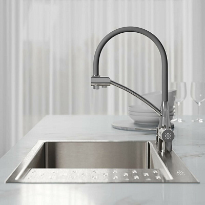 Кухонная мойка 63х50 нержавейка с правым крылом, дозатором РМС MRK-6350L