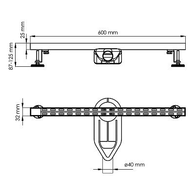Душевой трап 600мм WasserKRAFT Таубер (Tauber) 64D60MB черный