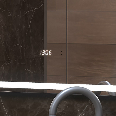 Зеркало в ванную 60х100 VIGO Roberta Luxe 600 с подсветкой, часами, на взмах