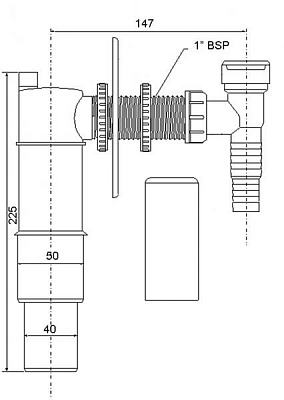 Сифон самопромывной HCWM50V с клапаном