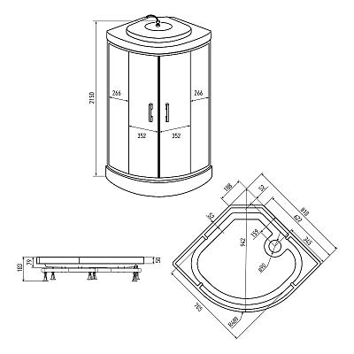 Душевая кабина 80*80*215 Erlit ER3508P-C4