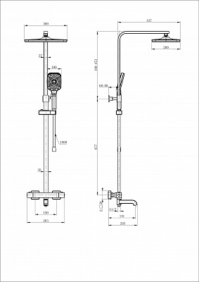 Душевая система с термостатом Wonzon & Woghand STAY 3, Белый матовый WW-B3026-T1-MW