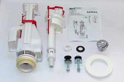 Выпускной комплект с двойной кнопкой AlcaPlast SA08S-1/2 СROM