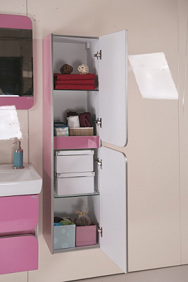 Шкаф пенал подвесной в ванную 35 см Оника Домино 35.10У белый