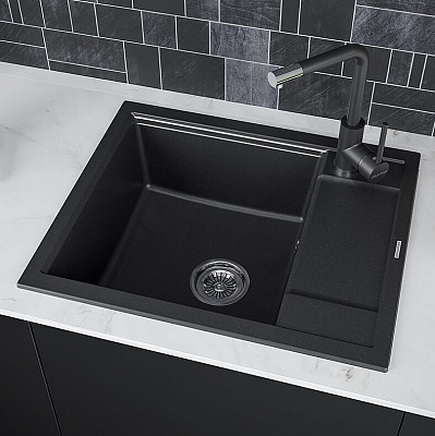 Мойка 60х50 Paulmark FLUGEN 50-600 IT-GRANIT PM216050-BL черный гранит