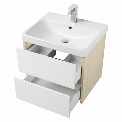 Тумба с раковиной Aquaton Сканди 70 белая, дуб верона 1A251801SDB20