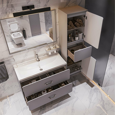 Подвесная серая матовая MIRSANT Viva 80 тумба УТ000084561 (под раковину Conte 80) (рак. 264502 в комплект не входит)