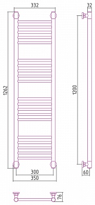 Полотенцесушитель водяной Сунержа Богема+ прямая 1200х300
